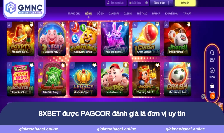 8XBET được PAGCOR đánh giá là đơn vị uy tín